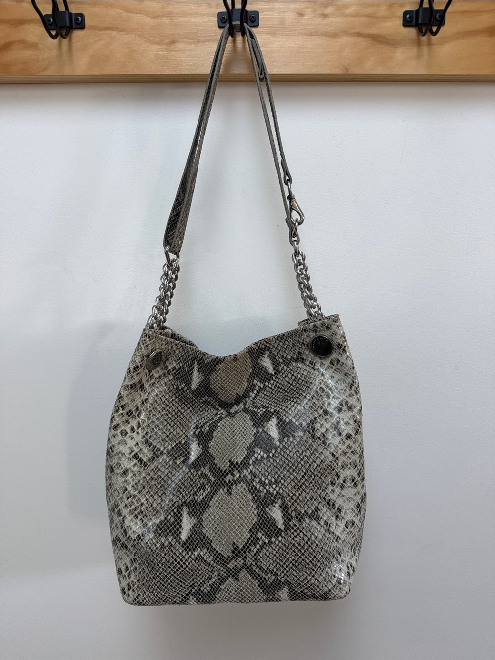 Elie Tahari Neutral Snake-Print Shoulder Bag with Chain Strap